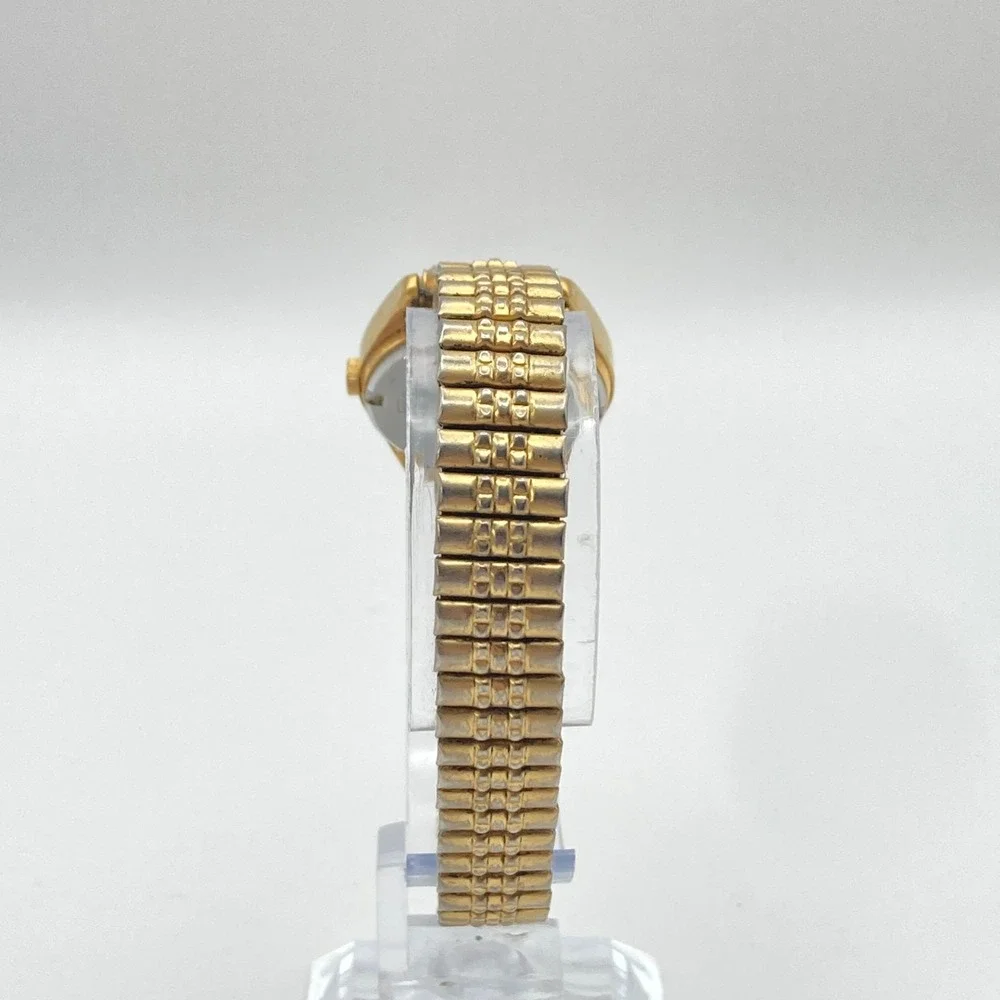 Vtg Pulsar Women's Watch 24mm Gold Tone Date V827-0440 Stretch New Battery SMALL